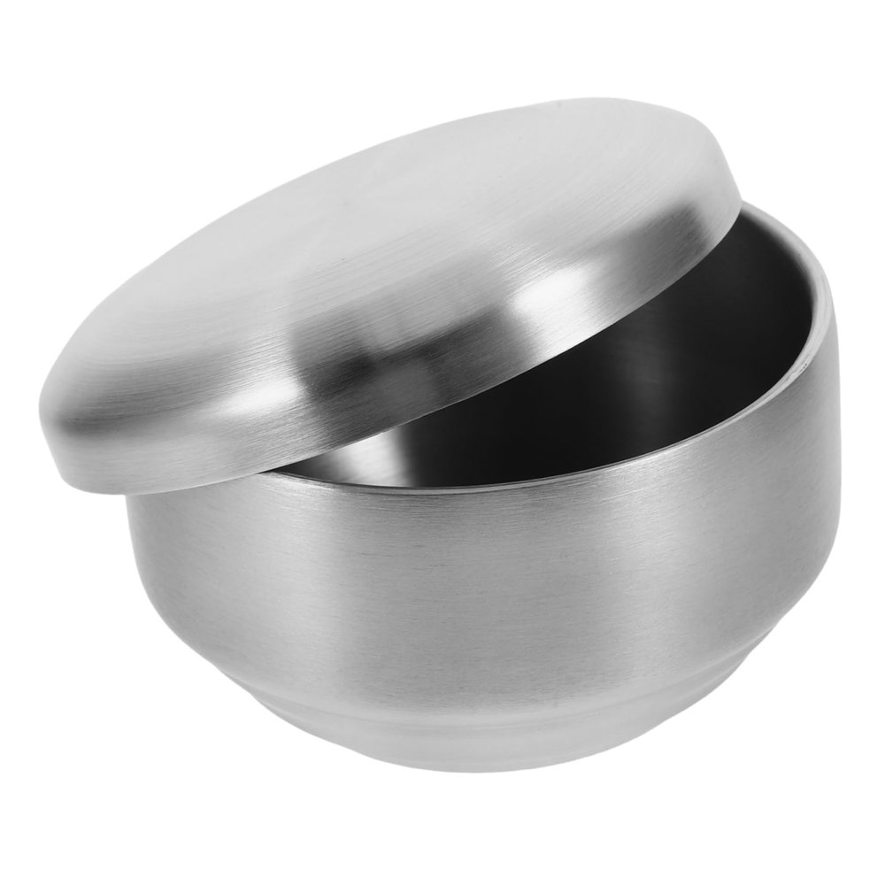 CALLARON Stainless Steel Shaving Bowl Lid Ergonomic Design Shaving Soap Bowl for Men for Creams Bathroom Decor