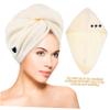 CALLARON 2pcs Quick-Drying Microfiber Hair Wraps for Women Super Absorbent Hair Towels with Button Design for Showers Facials and Makeup Coral Fleece Drying Caps view 4