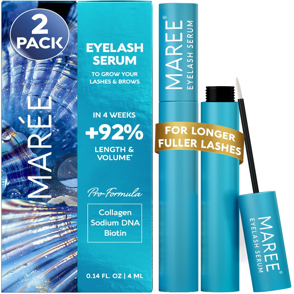 MAREE Eyelash Serum To Grow Lashes & Brows 2 Pack - Eye Lash Serum for Eyelash Growth Without Prostaglandin - Rapid Enhancing Lash Growth Eyebrow Boost Oil - Srum De Pestaas Suero Para Pestaas