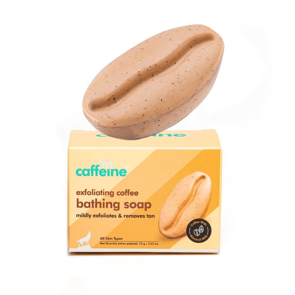 Exfoliating Tan Removal So ap with Coffee, Almond Milk & Caramel | De Tan Bathing So ap for Polishing & Moisturizing the Skin | Bean Shaped So ap for bath with Fresh Coffee Aroma
