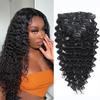 Deep Wave Clip in Hair Extensions Real Human Hair 14 Inch Deep Curly Clip ins for Women Invisible Seamless Remy Human Hair Clips in Extensions 8pcs 100g/3.5oz 20 Clips Double Weft Natural Black view 1