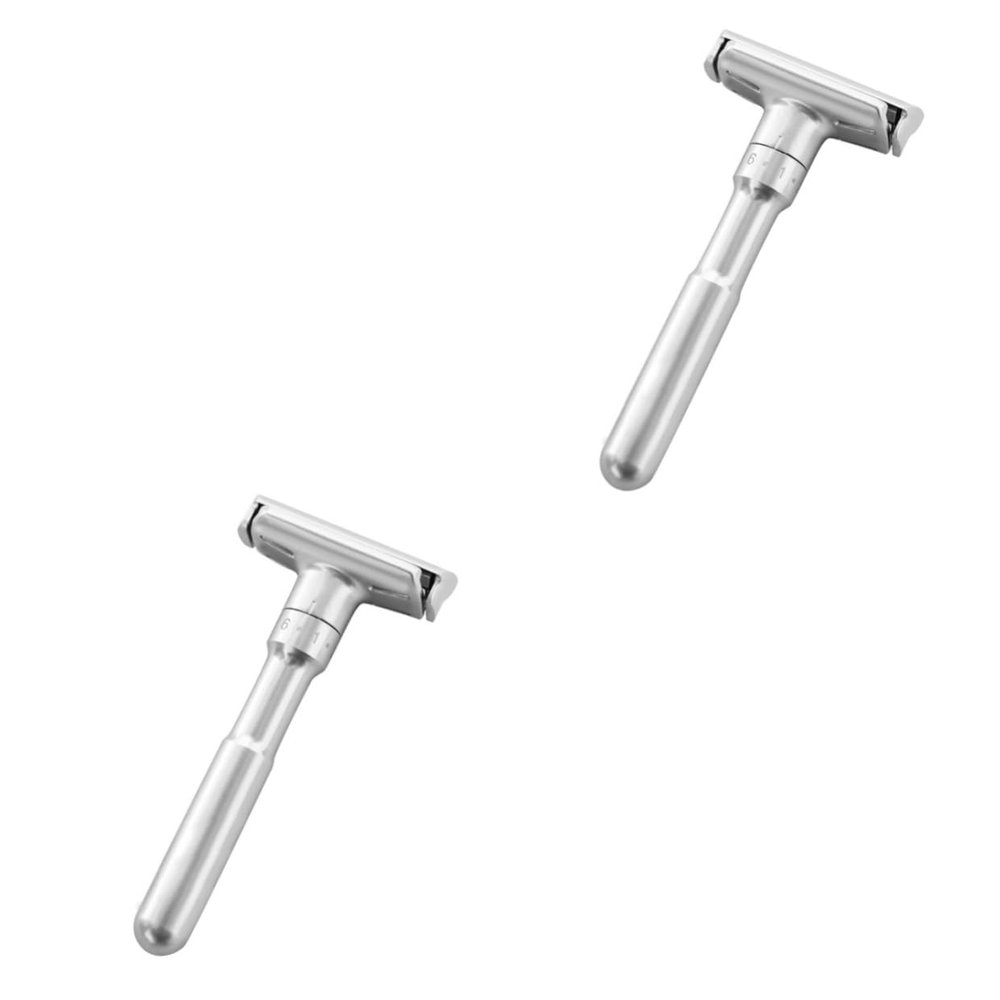 DEARMAMY 2pcs Men Razor Double-sided Razor Holder for Shower Beard Trimmers Manual Adjustable Shaving Machine