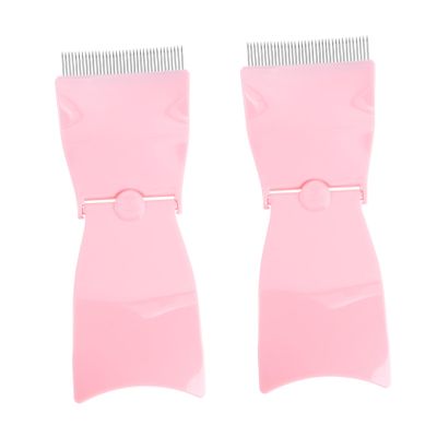 CALLARON 2pcs Steel Needle Eyebrow Comb Brow- Grooming Tool Brush Portable Folding for Women Girls Smooth Touch Easy to Clean