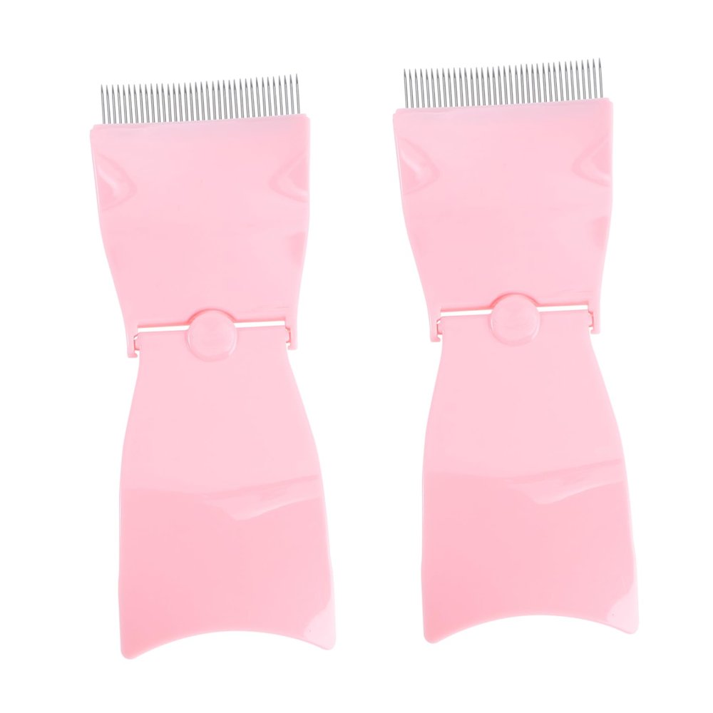 CALLARON 2pcs Steel Needle Eyebrow Comb Brow- Grooming Tool Brush Portable Folding for Women Girls Smooth Touch Easy to Clean