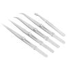 5PCS Tweezers Set Stainless Steel Anti Static with Strong Tips, Ergonomic Design, Slide Adjustable Locking, for Electronics Jewelry Making Crafts Model Building and Soldering view 3