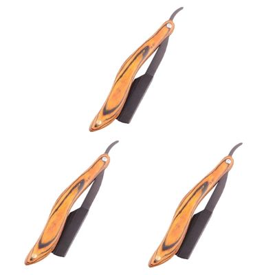 CALLARON 3pcs Folding Manual Wooden Handle for Men Portable Beard Shaving Tool for Grooming for Home Travel and Outdoor Use