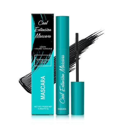 Cool Extension Mascara, Waterproof & Quick-Drying, with Silicone Brush, Long-Lasting No Flaking Natural No Clumping 0.38Oz (Black, 0.38Oz)
