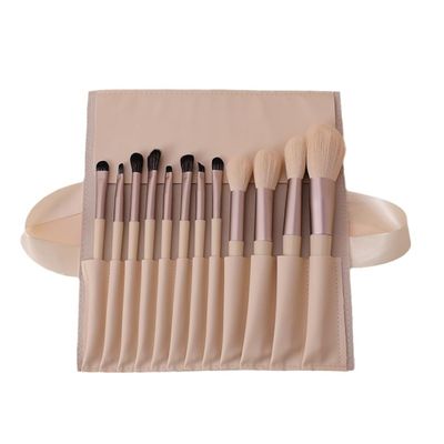 12pcs Cream Wind Full Set Soft Hair Eye Shadow Brush Loose Powder Brush Blush Brush Beauty Makeup