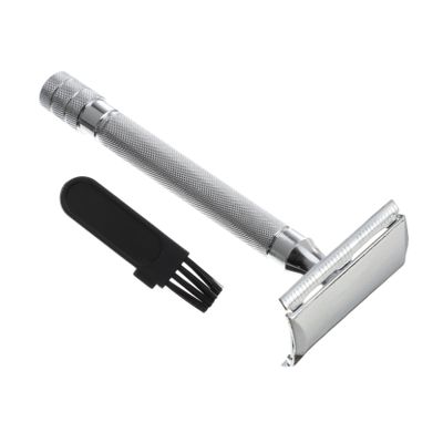 SAFIGLE Metal Safety Razor Brush Manual Beard Shaver Double Edge Reusable Razor for Men Compatible Standard Blades for Daily Grooming and Travel