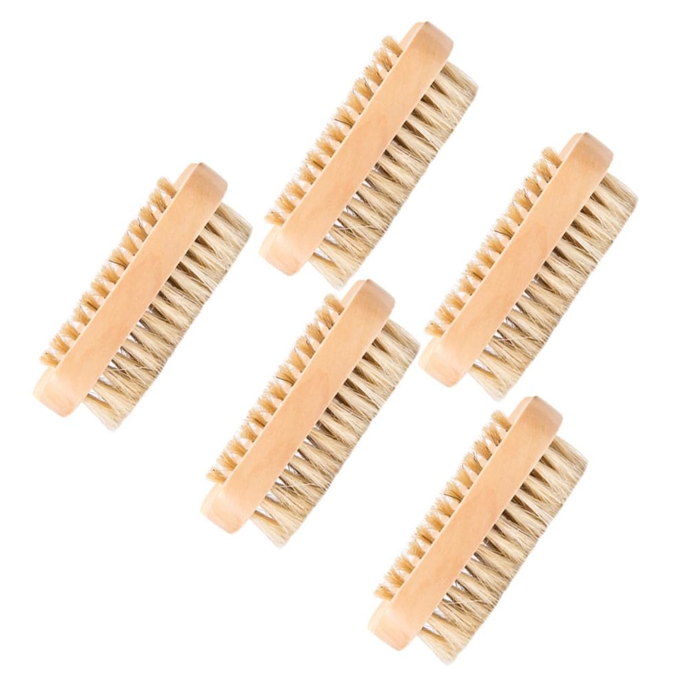 Beaupretty 5pcs Wood Cleaning Brush Type Pig Mane Hand Washing Brush for Nail Care and Household Cleaning Lotus Wood Construction