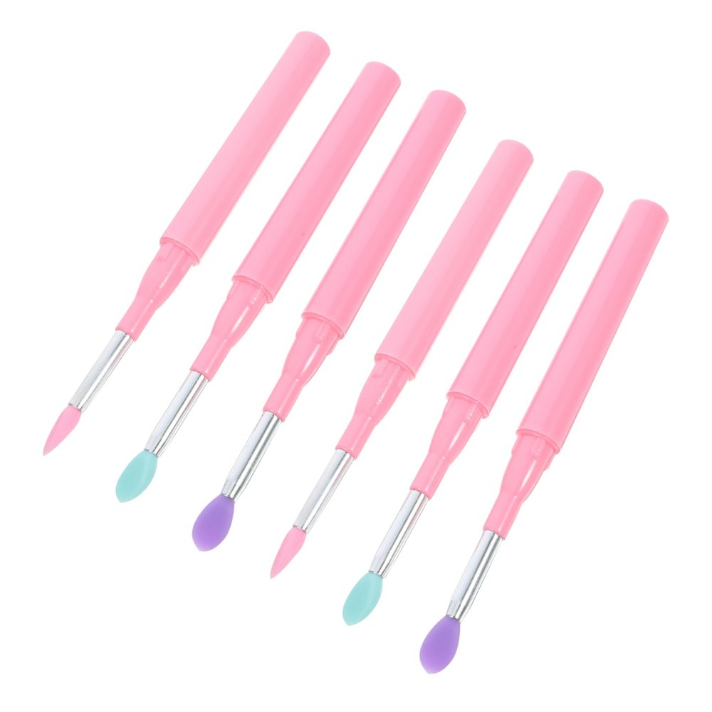 Beaupretty 6pcs Silicone Lip Brush Eye Shadow Brush Cap Makeup for Women Lipstick Applicator Eyeshadow Applicators Travel-friendly Makeup Tools