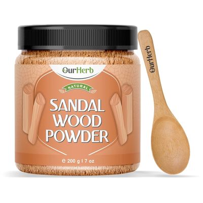 Organic Sandalwood Powder Face Pack for Glowing Skin & Tan Removal/Pure, Natural Effective Facial Treatment/with Santalum Album Chandan Powder/with Wooden Spoon - (200gm | 7 oz)