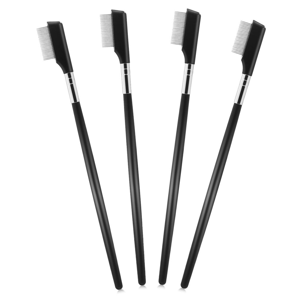 Beaupretty 4pcs Metal Eyelash Comb Separator Tool for Lash and Brow Grooming Compact Eyelash Brush for Even Mascara Application Sturdy and Lightweight Design for Home and Salon Use