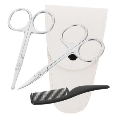 LIFKOME 4pcs Beard Grooming Kit Portable Nose Hair Clipper Set Precision Scissors Mustache Trimmer Hair Cutting Kit for Men