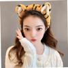 Healeved 2pcs Cute Plush Tiger Ears Headband Makeup Headbands for Women Spa Face Wash Stretchy Workout Hairband view 3