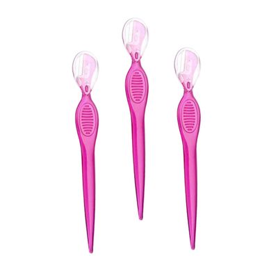 SHERCHPRY 3pcs Stainless Steel Eyebrow Portable Trimmers for Facial Hair Removal Lightweight Beauty Tools for Women for Travel and Red