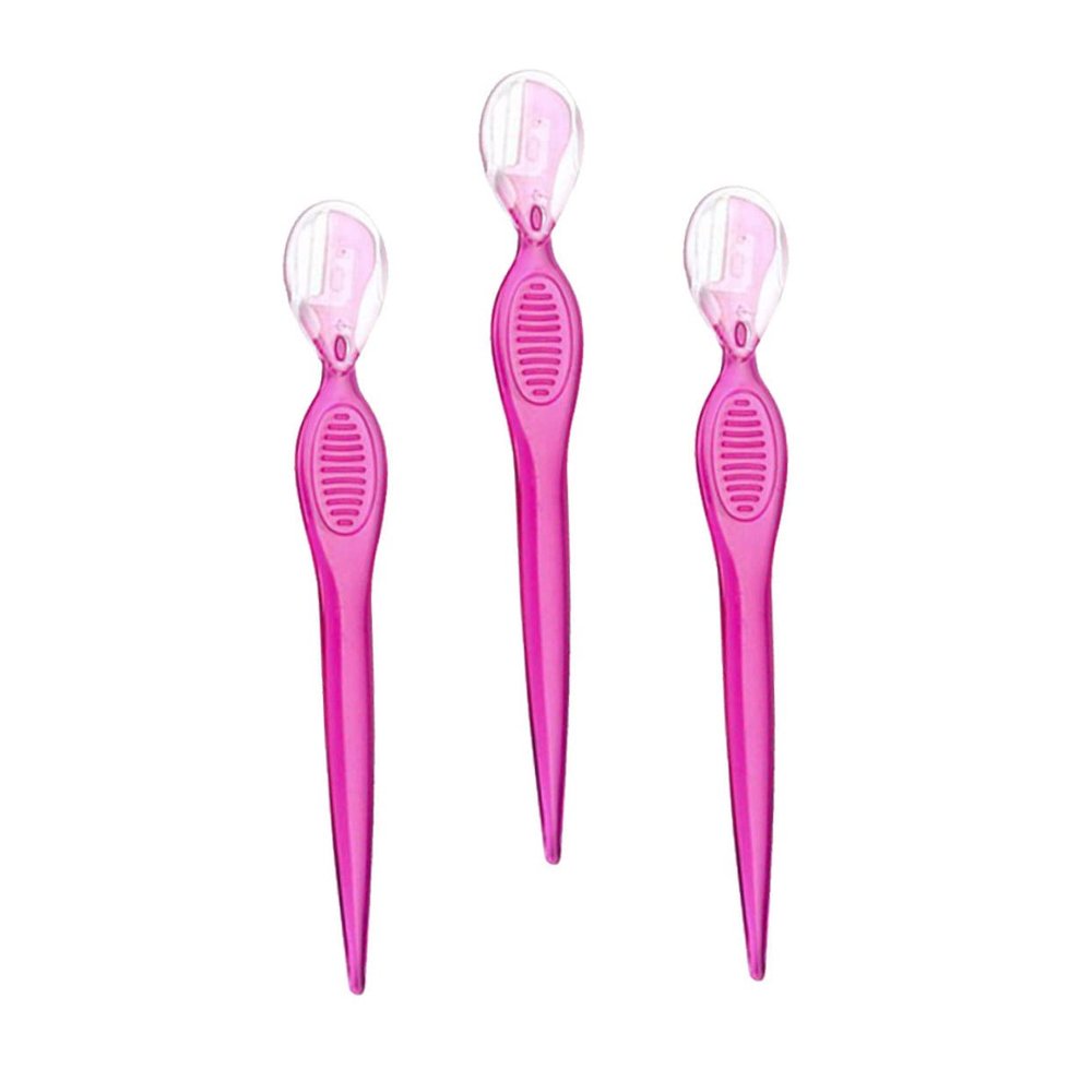 SHERCHPRY 3pcs Stainless Steel Eyebrow Portable Trimmers for Facial Hair Removal Lightweight Beauty Tools for Women for Travel and Red