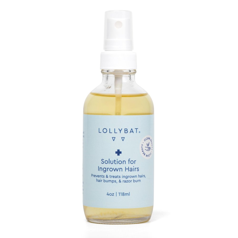 LOLLYBAT Ingrown Hair Treatment Spray 4 oz | Prevent &Treat Razor Burn, Ingrown Hairs, Hair Bumps, Bikini Bumps | Post-Wax Exfoliant for Women, Men & Teens | Natural Ingredients | Made in USA