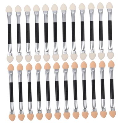 HAKIDZEL 24pcs Travel Makeup Brushes Double-ended Eye Shadow Brush Applicators Soft Sponge Tips Compact Eyeshadow Sticks for Women Random Color