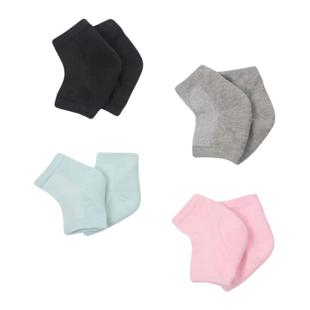 LIFKOME 4 Pairs Heel Moisturizing Socks Open Toe Foot Socks Heel Repair Gel Mesh Comfortable Polyester Cotton