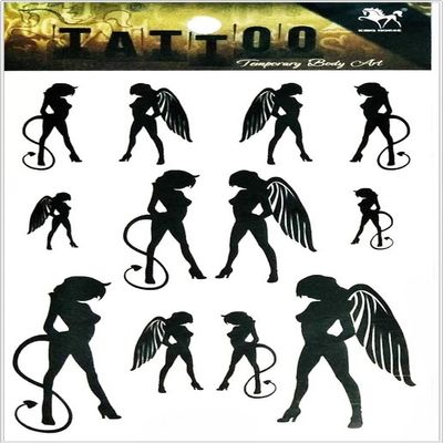 Angel Woman Wings Angel And Devil Art Tattoos Body Art Waterproof Tattoo Stickers for Women Men Party Favors.