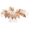 CALLARON Elegant Gold Hair Accessory Bridal Comb Rhinestone Insert Wedding Hair Jewelry view 1