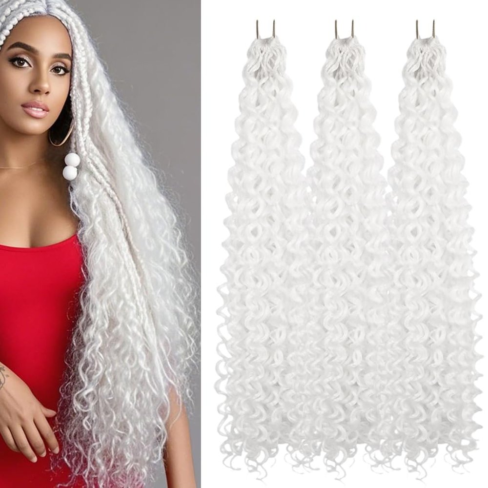 3X Passion Twist Crochet Braids Hair White Pre-Separated Synthetic Curly Braiding Hair 24 Inch 3 Packs Pre-twisted Passion Twist Braiding Hair Pre Looped Crochet 3X Braids for Black Women(24",60#)
