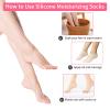2 Pair Silicone Foot Socks to Repair Cracked Heels & Dry Skin, Moisturizing Socks for Rough Feet, Anti-Slip Spa Socks for Women Overnight (Pink/Orange) view 4