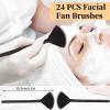 24 PCS Fan Brushes Esthetician, Soft Facial Brushes, Fan Brush, Multi Use Cosmetic Tools for Foundation Blush Loose Powder and Smear Etc (Black) view 2