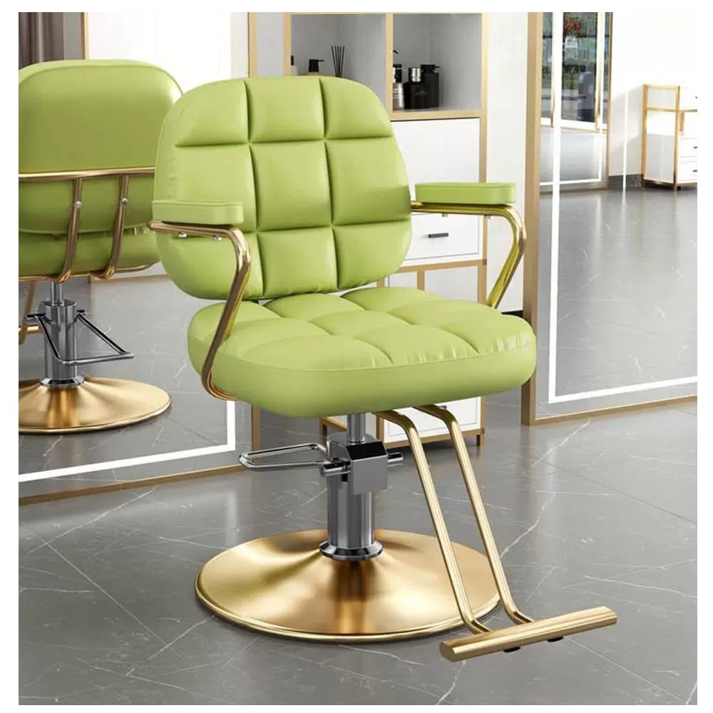 Barber Chair Salon Chair for Hair Stylist with Hydraulic Pump Adjustable Height 360 Degrees Swivel Hair Chair Spa Beauty Equipment,Green,B