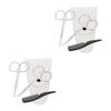 CALLARON 8pcs Precision Beard and Nose Hair Trimming Scissors Set Stainless Steel Grooming Kit Pointed and Round Scissors White Leather Case and Small Comb for Men view 1