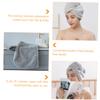CALLARON 2pcs Fleece Hair-Drying Cap Soft Absorbent Hair Shower Cap for Chemotherapy Long Grey view 2