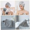 CALLARON 2pcs Fleece Hair-Drying Cap Soft Absorbent Hair Shower Cap for Chemotherapy Long Grey view 3