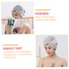 CALLARON 2pcs Fleece Hair-Drying Cap Soft Absorbent Hair Shower Cap for Chemotherapy Long Grey view 4