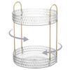 360 Rotating Cosmetic Display Case, 2-Tier Large Capacity Makeup Organizer for Bathroom Counter or Vanity, Clear White Acrylic Storage Rack for Skincare, Perfume and Beauty Essentials view 1