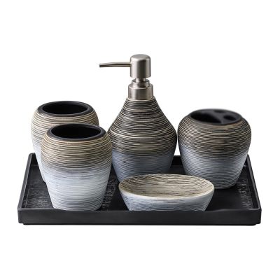 DUYHBAWRS Vintage Bathroom Toiletries Set Handmade Ceramic Toiletries Five-Piece Bathroom Set