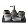 DUYHBAWRS Vintage Bathroom Toiletries Set Handmade Ceramic Toiletries Five-Piece Bathroom Set view 1