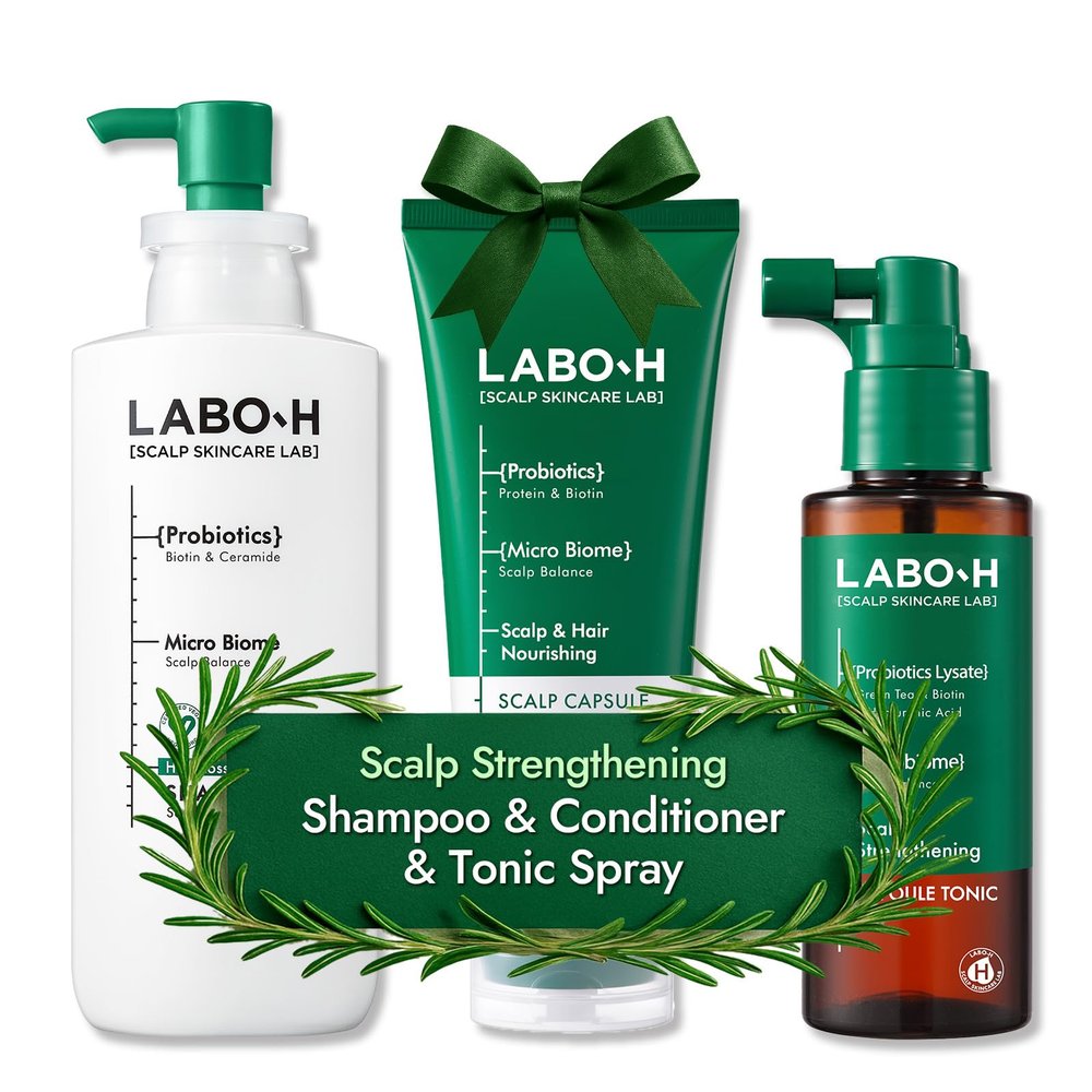 LABO-H Scalp Strengthening Tonic Serum Spray with Scalp Strengthening Shampoo and Conditioner for Hair Growth & Anti-Loss | Vegan Korean Haircare with Rosemary Oil