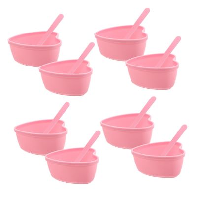 BESTYASH 8sets Heart Shaped Facial Mask Mixing Bowl Spatula Plastic Skin Care Tool for Face Masks Creams for Home and Spa Use
