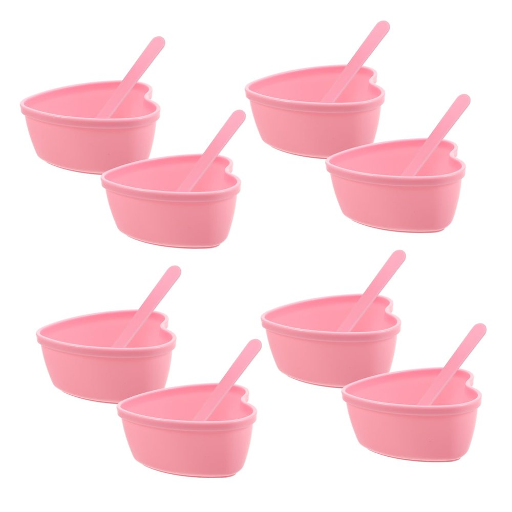 BESTYASH 8sets Heart Shaped Facial Mask Mixing Bowl Spatula Plastic Skin Care Tool for Face Masks Creams for Home and Spa Use