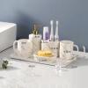 DUYHBAWRS Ceramic Bathroom Five-Piece Toiletries Set Couple Brushing Mouthwash Cup Bathroom Dental Set view 2