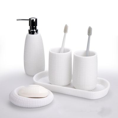 DUYHBAWRS Resin Bathroom Accessories Set Soap Dish Soap Dispenser Gargle Cup Tray Home Decor Hotel Supplies Ornament