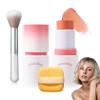 Cream Blush Stick with Brush and Makeup Sponge,Waterproof Multi Cream Makeup Stick,Lightweight,Long-lasting,2 in 1 Multi Blush for Cheeks & Lip Tint & Eyeshadow N view 1