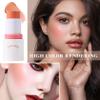 Cream Blush Stick with Brush and Makeup Sponge,Waterproof Multi Cream Makeup Stick,Lightweight,Long-lasting,2 in 1 Multi Blush for Cheeks & Lip Tint & Eyeshadow N view 2