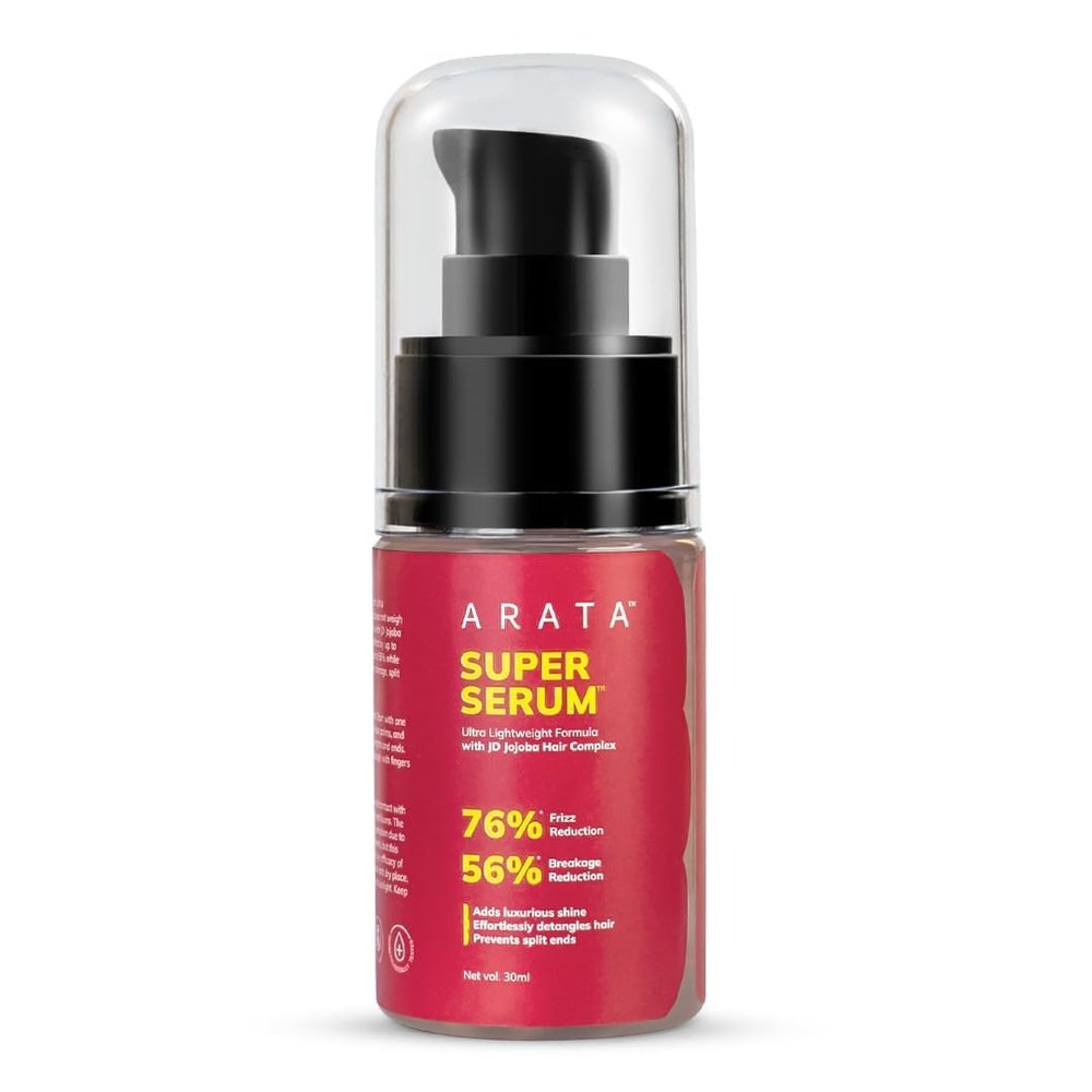 Aarata Super Serum For Dry & Frizzy Hair | 76% Frizz Reduction | 56% Breakage Reduction | Luxurious Shine | Prevents Split Ends | Powered By JD Jojoba Hair Complex | Hair Serum For Women & Men |100ml