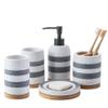 DUYHBAWRS Wash Set Ceramics Five Piece Set Soap Box Gargle Cup Soap Bottle Toothbrush Holder Bathroom Decor view 1