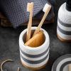 DUYHBAWRS Wash Set Ceramics Five Piece Set Soap Box Gargle Cup Soap Bottle Toothbrush Holder Bathroom Decor view 4
