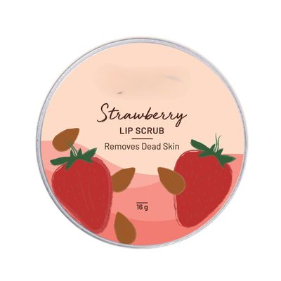 Strawberry Lip Scrub Exfoliates, Reduces Dryness, with Natural Strawberry Extract, almond oil,avocado, Plumpy Attractive Moisturized Lips, for Women & Men 16gm