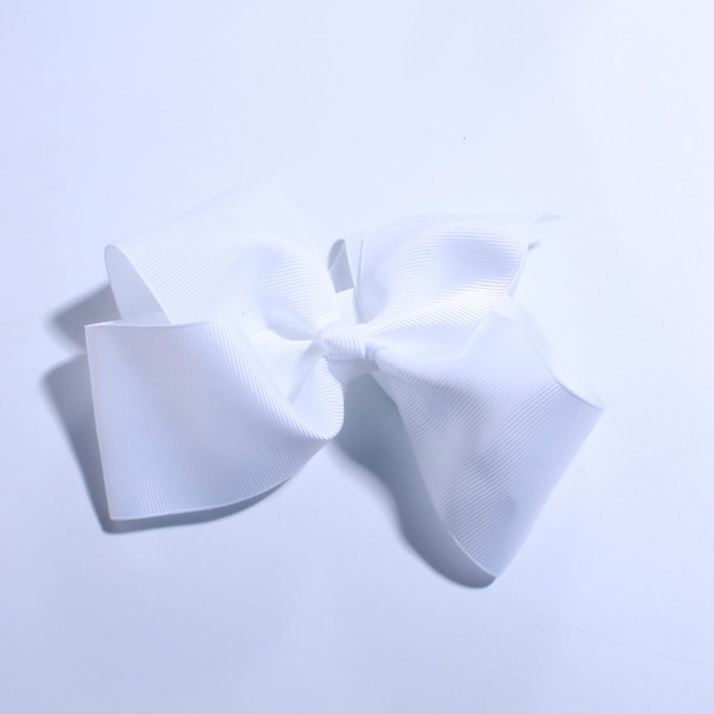 14CM Fashion Large Grosgrain Ribbon Bow For Hair Clips Bowknot Pinwheel Bows For Headband Hair Accessories (10Pcs White, With No Clip)