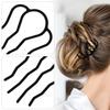 6pcs Combs, 3 Styles Black Alloy Teeth Hair Comb for Buns Stylish Updo Comb Hairstyle Accessories for Women view 4